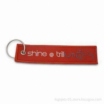 Embroidered Luggage Tag with Gold-plated Split Ring, Customized Designs are Welcome